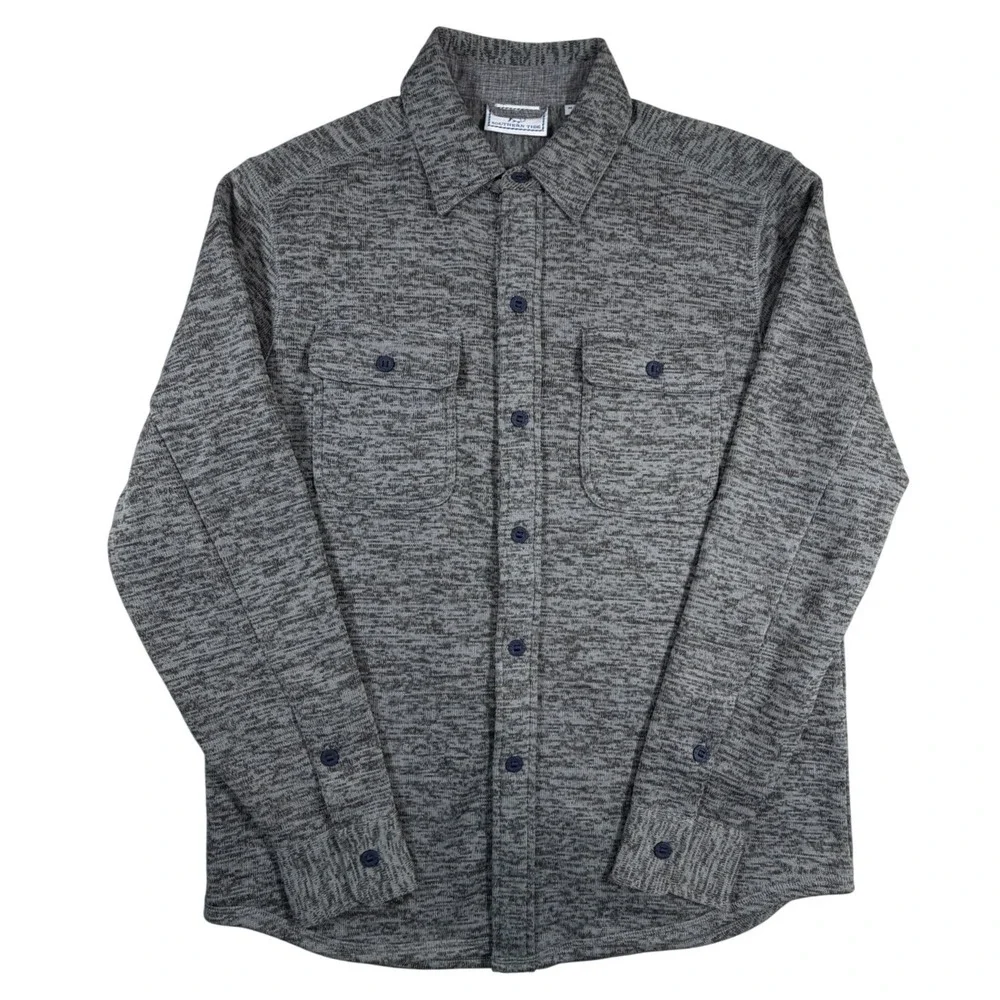 Southern Tide Mens Grey Space Dye Knit Button Front Shirt Jacket Shacket Size M